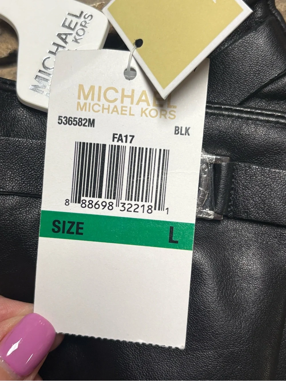 Michael Kors Women’s Black Leather Driving Gloves Sz Large NWT Classic